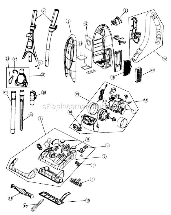 Page A Diagram and Parts List for M086010  Dirt Devil Upright Vacuum